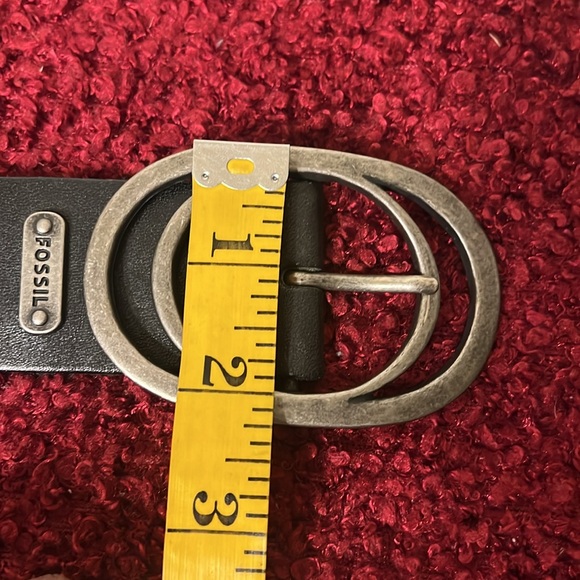 Fossil Womens Belt Medium Black Antique Brass Buckle - Picture 6 of 9